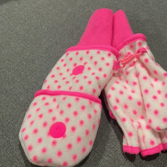 Gap Kids Hot Pink with White Polka-Dot Free Finger Mitten - Picture 2 of 7
